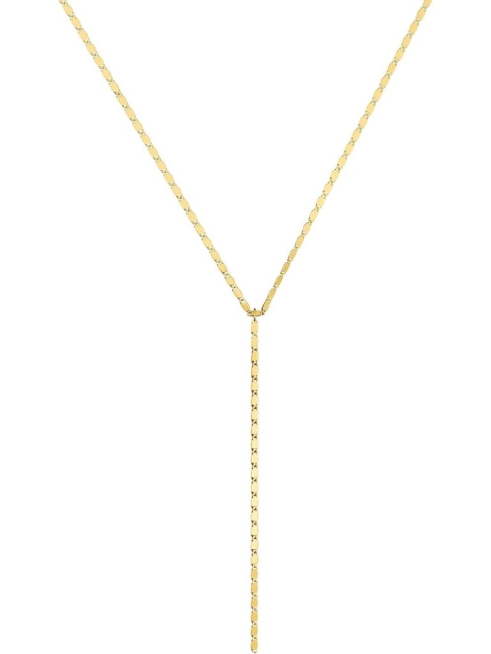 Dainty Gold Lariat Necklace for Women, Y-Shaped Pendant, Layered CZ Beaded Chain